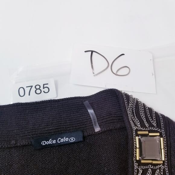 Dolce Cabo Knit Wool Cashmere Blend Chains Jeweled Cardigan - Picture 14 of 14